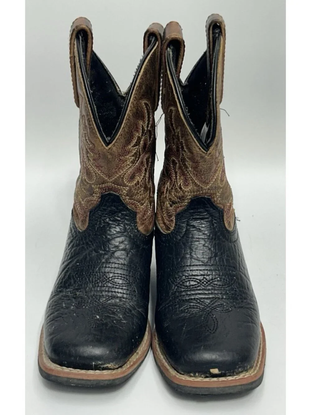 Dan Post Little River Leather Children’s Boots 11D Brown Black Western Cowboy